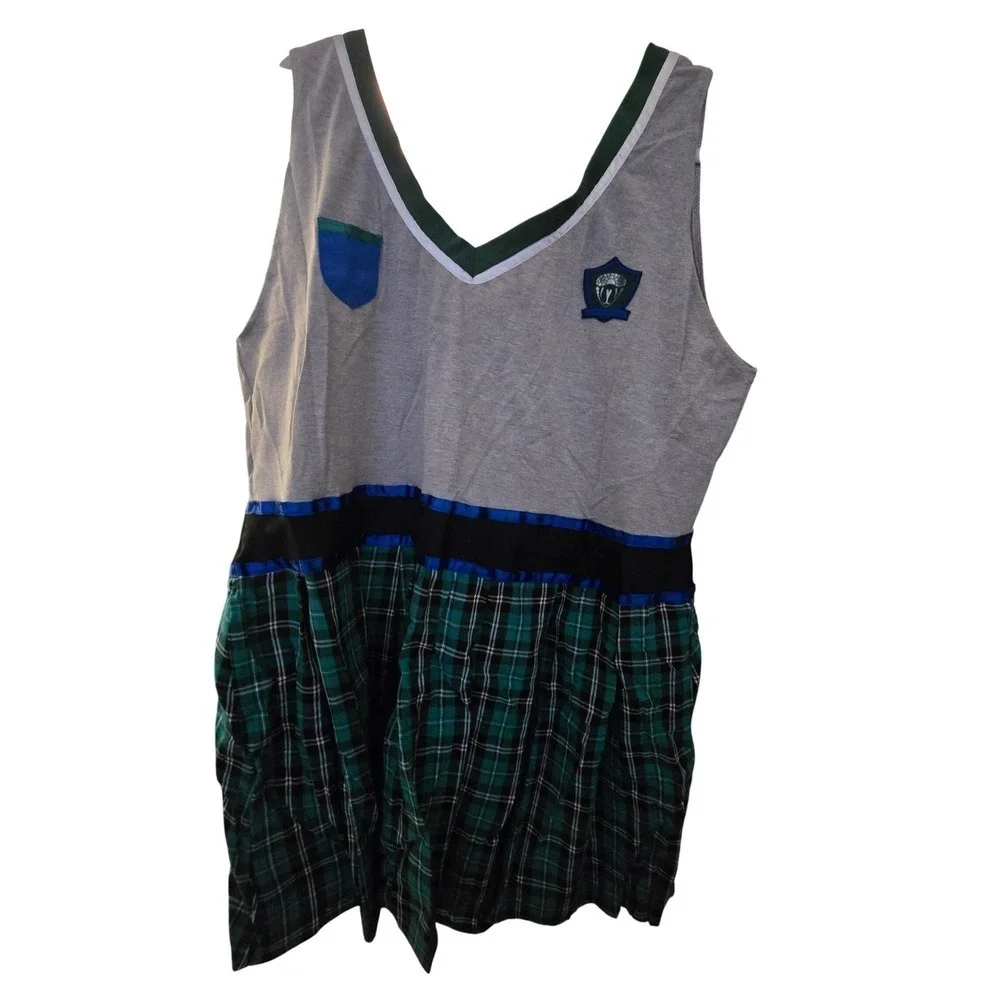 Leg Avenue‎ Sinister Spell Caster Costume Plus Size 3X/4X Green Plaid Dress Cape - Picture 4 of 6